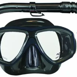 Tackle World Mackay Land And Sea Clearwater Black Mirror Silicone Mask And Snorkel Set