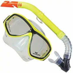 Tackle World Mackay Land & Sea Clearwater Mask And Snorkel Set -Cheap Reels Store yellow
